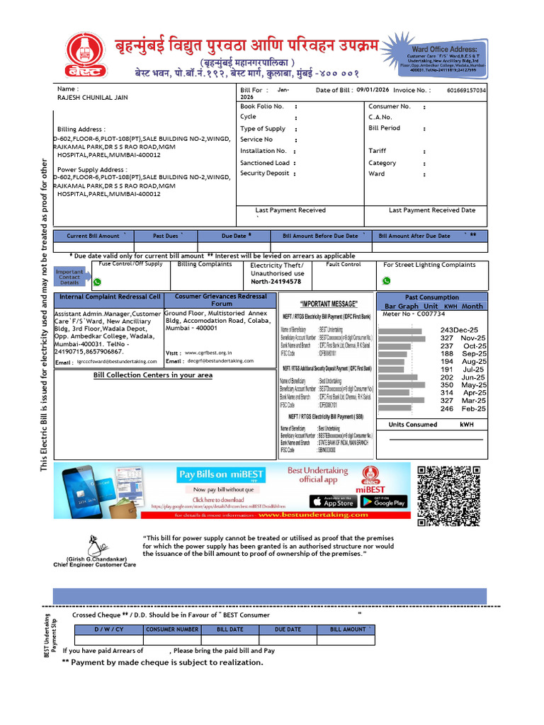 Light Bill RC Jain | PDF | Cheque | Payments