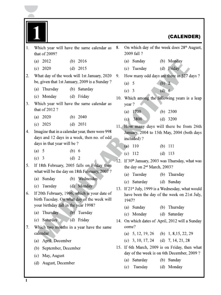 CSAT - Calendar - English | PDF