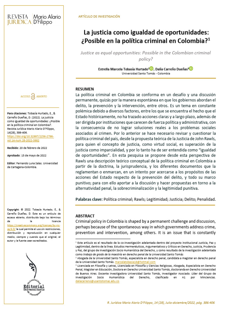 La justicia como igualdad de oportunidades | PDF | Crímenes | Crimen y ...