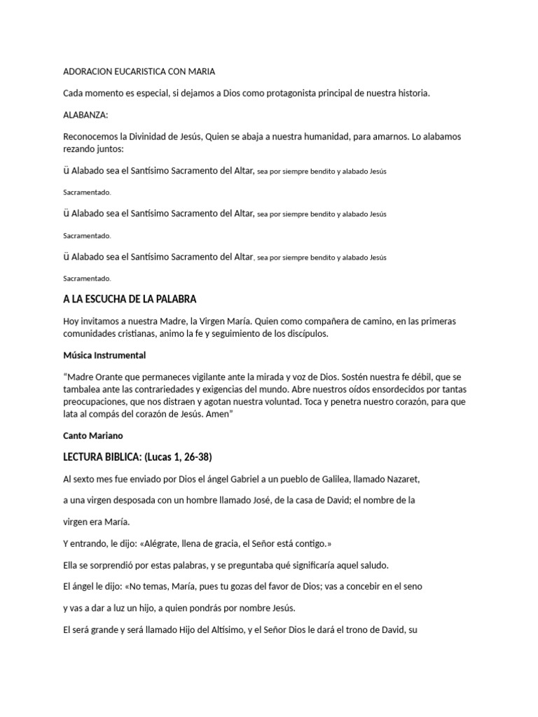 Hora Santa | PDF | María, madre de Jesús | Jesús