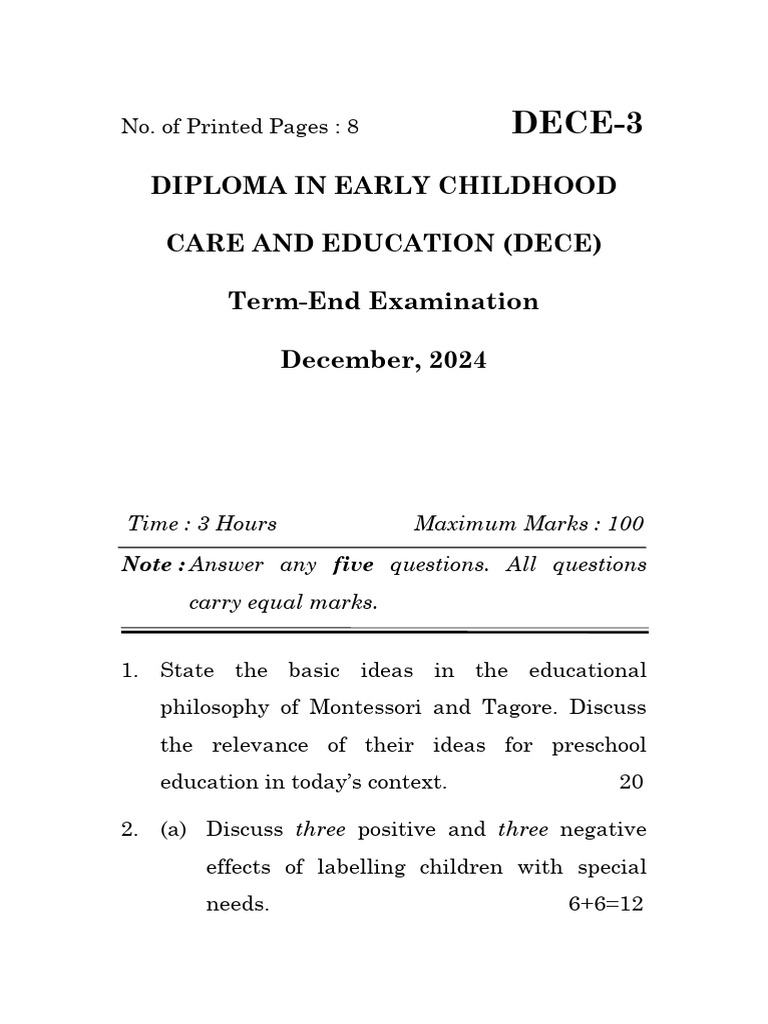 Dece-3 December 2024 Paper | PDF | Child Development | Developmental ...