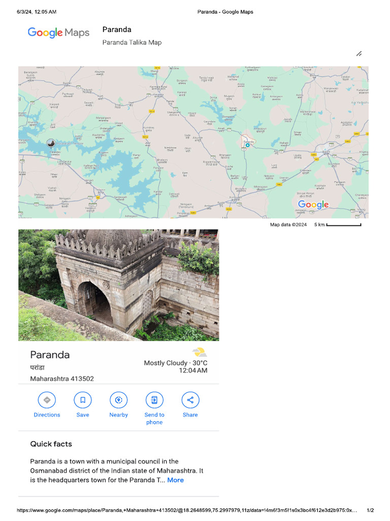 Paranda Taluka Map | PDF