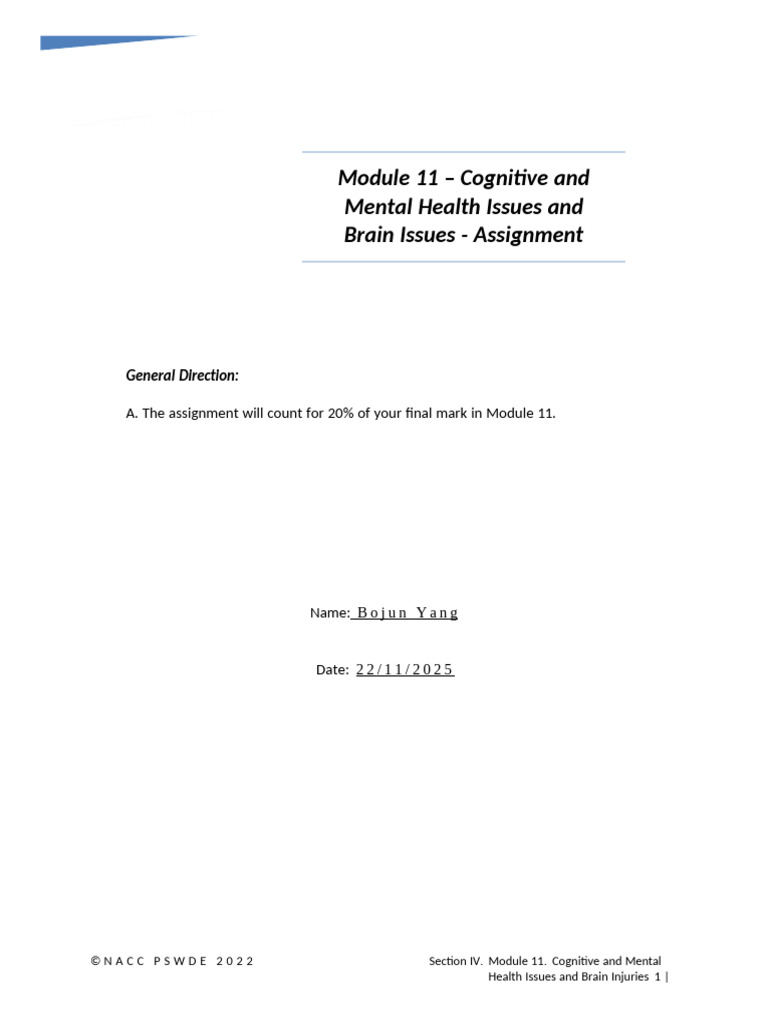 IV 12.1+assigmt+ +Module+11+Cognitive+Impairment I | PDF | Dementia ...