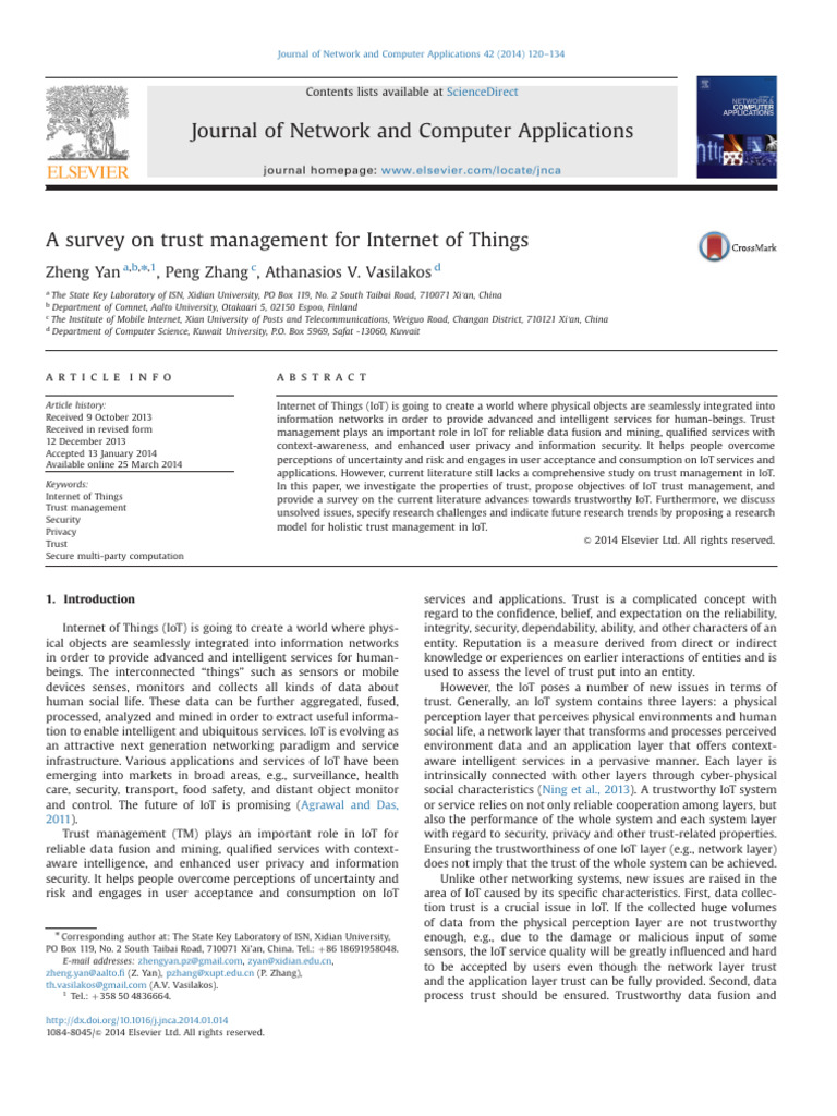 A Survey On Trust Management For Internet of Things | PDF | Internet Of ...