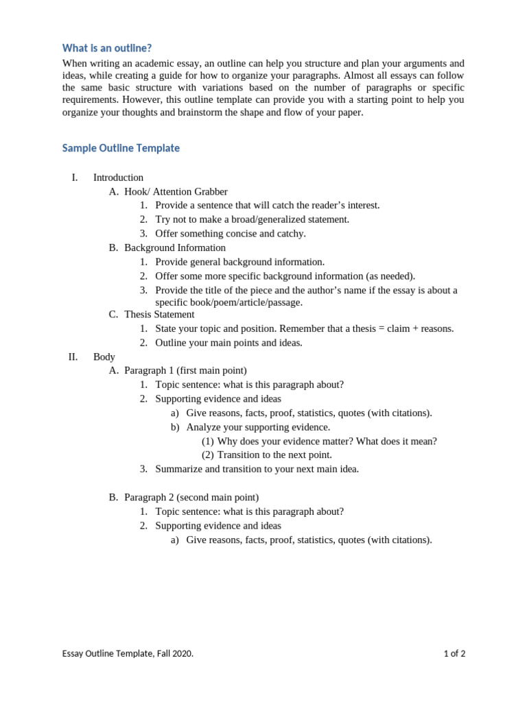 Essay Outside Structure Template | PDF | Essays | Evidence