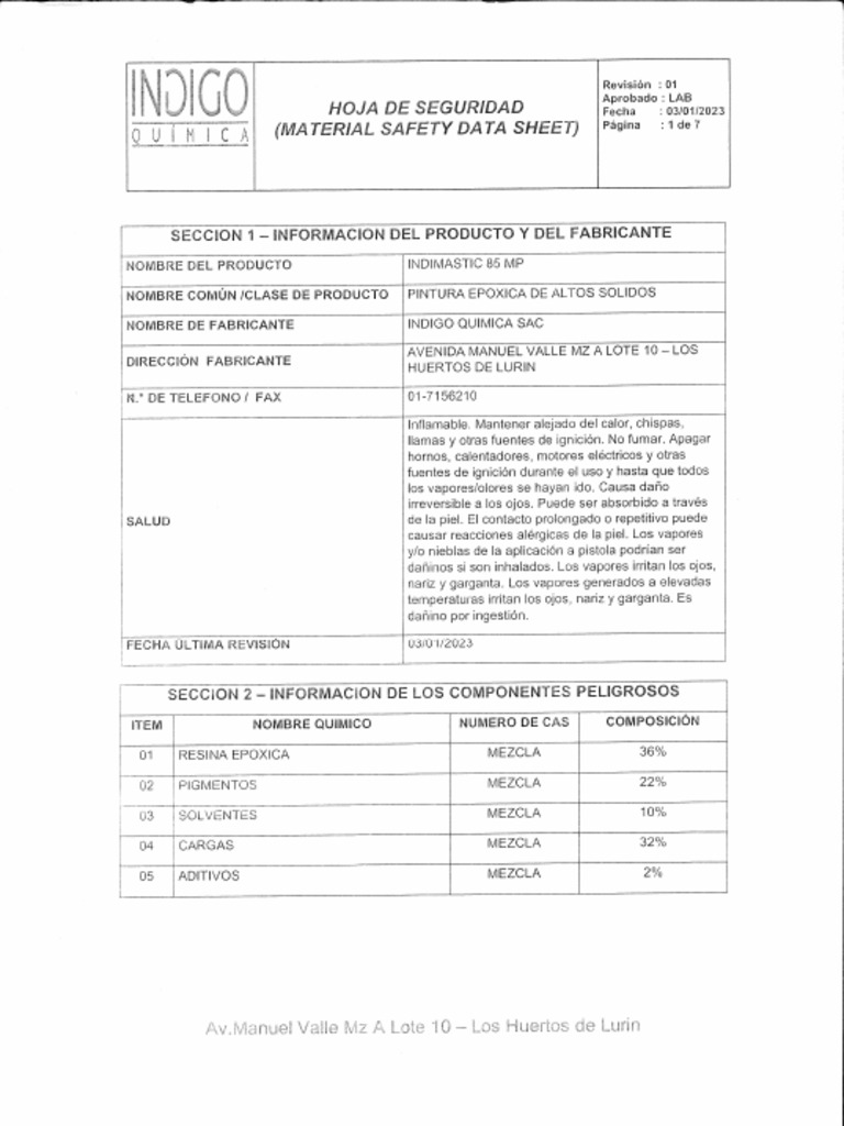 1010901121 Pintura Poliuretano Indimastic 85 Mp (a) 1 1 Gris Ral 7035 | PDF