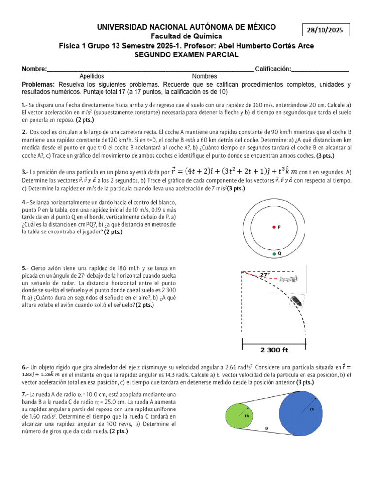 Segundo Parcial Fisica 1 | PDF | Aceleración | Velocidad