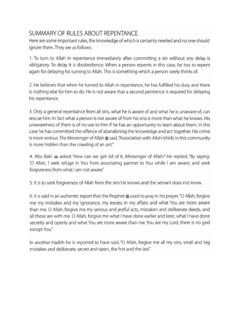 Summary of Repentance | PDF