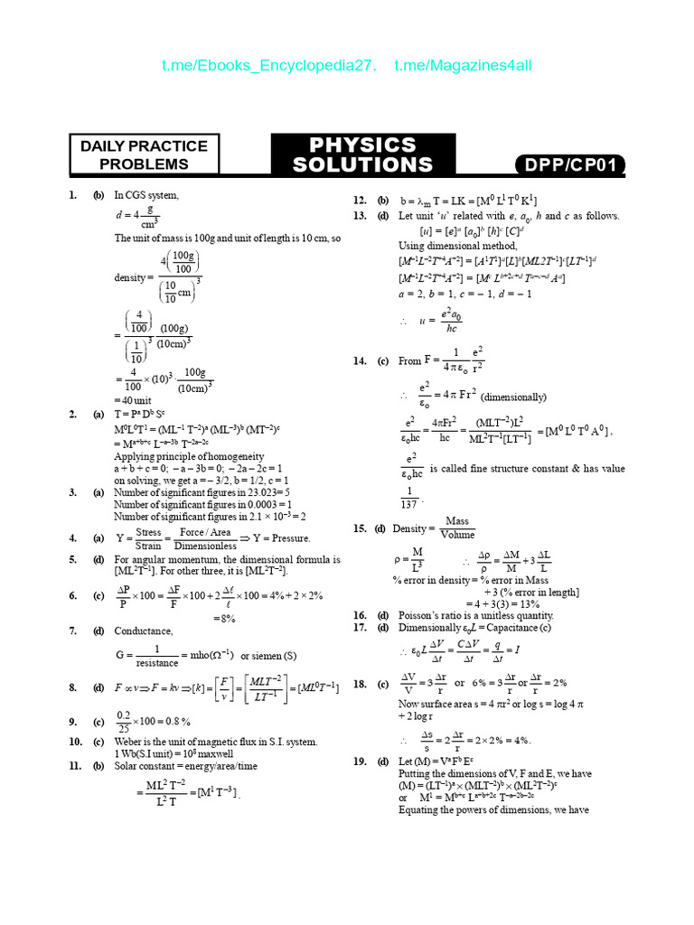 Phy Chapterwise DPP Sheets by Disha Solutions | PDF | Acceleration ...