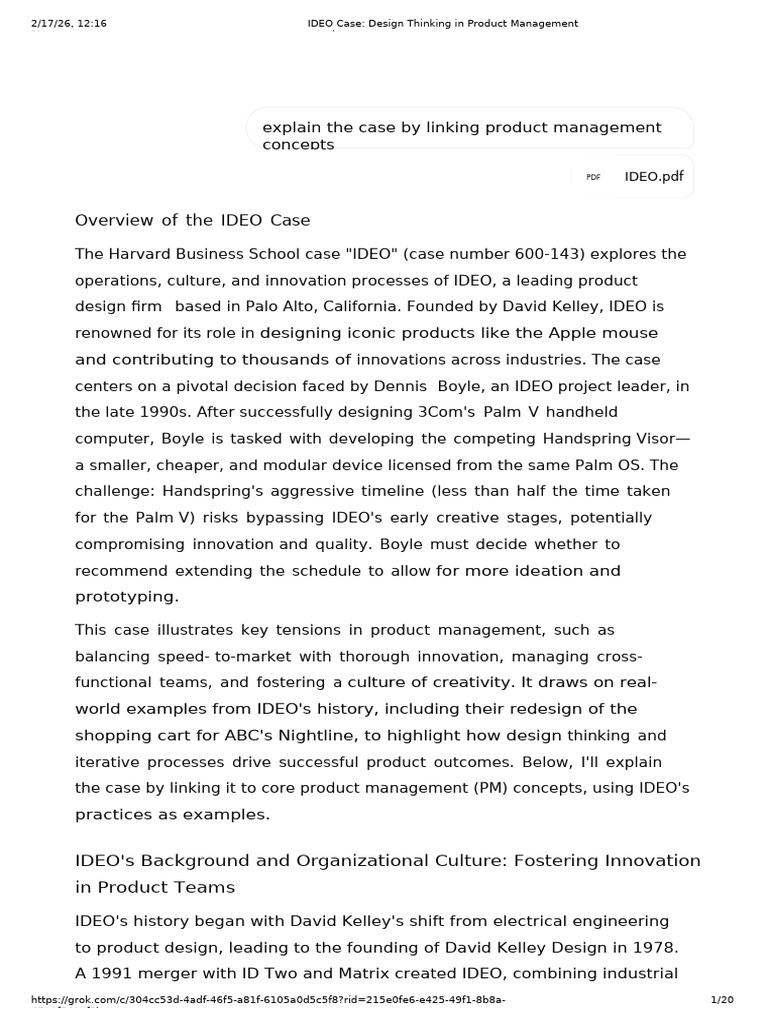 IDEO Case - Design Thinking in Product Management - Grok | PDF | Design ...