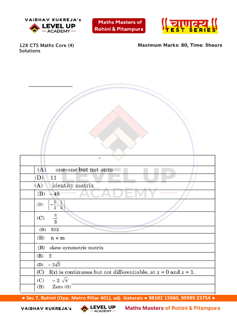 12X CTS Maths Core (4) Sol | PDF | Standardized Tests | Tests