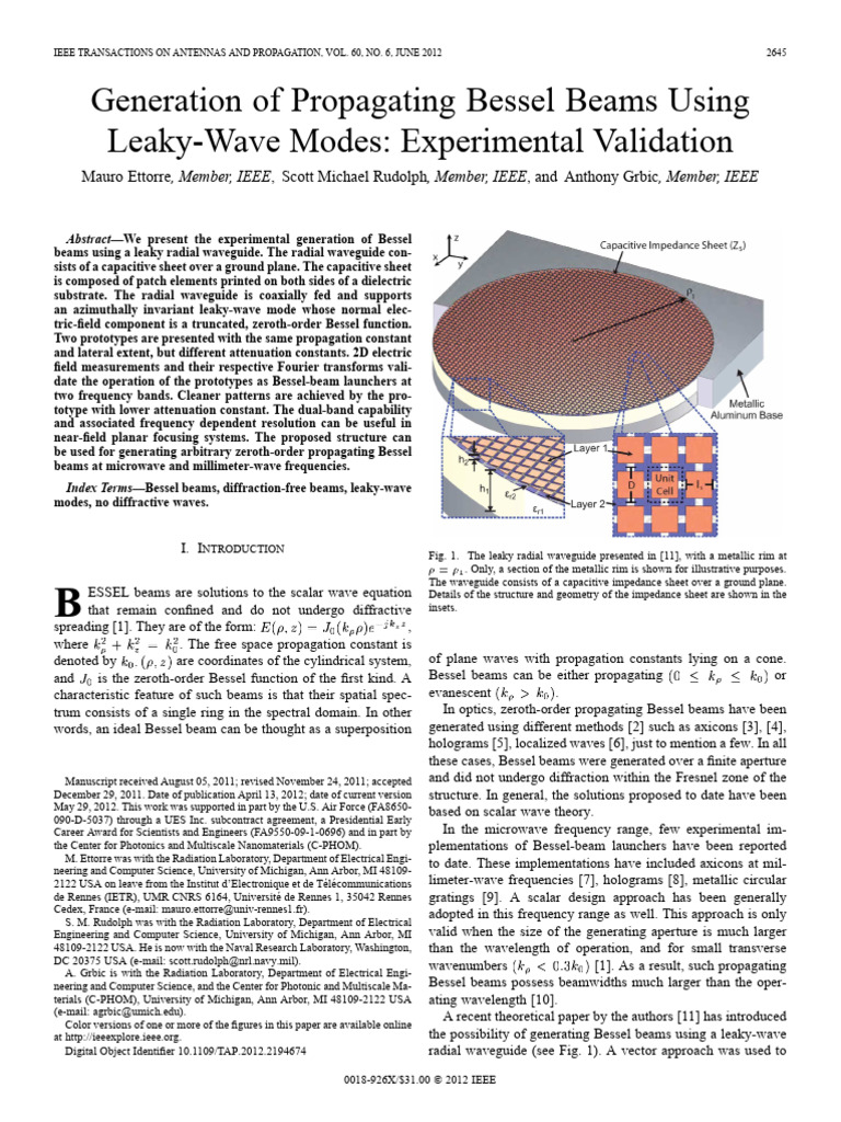 Generation of Propagating Bessel Beams Using Leaky-Wave Modes ...