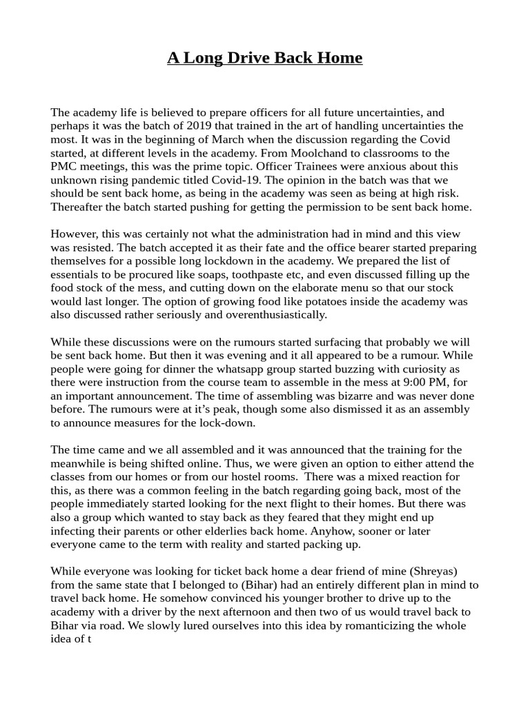 The Long Drive Back Home | PDF