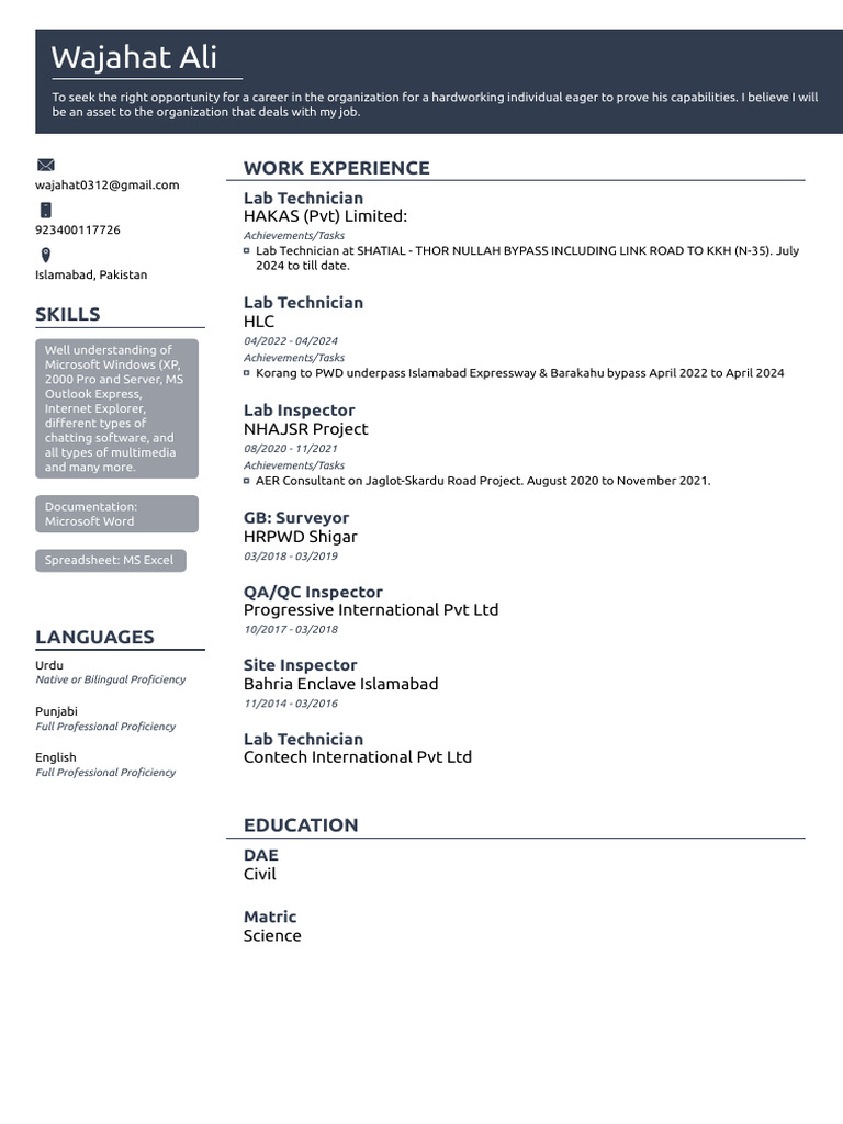Wajhat CV | PDF