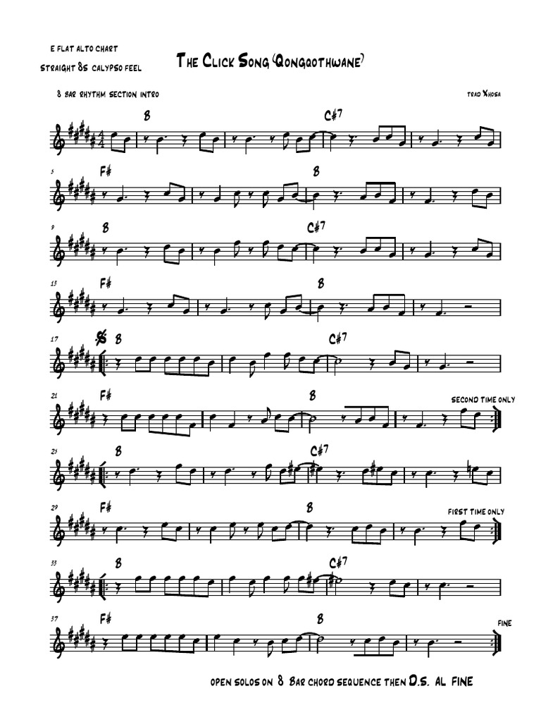 Click Song Eb Alto Chart | PDF