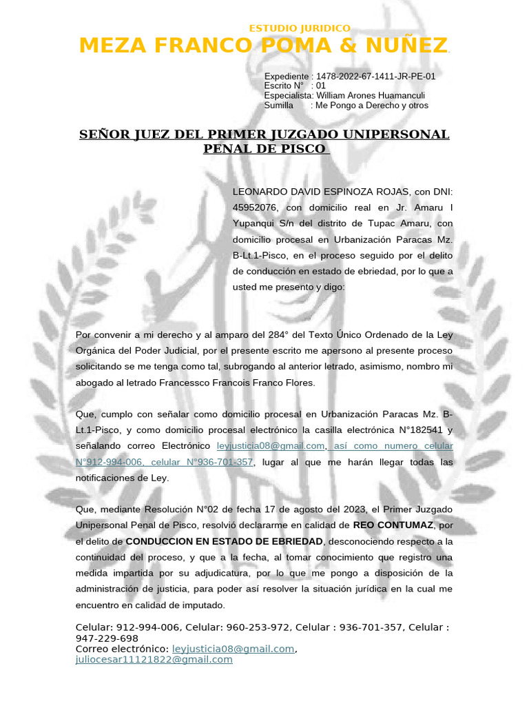 Apersonamiento Contumaz | PDF | Justicia | Crimen y violencia