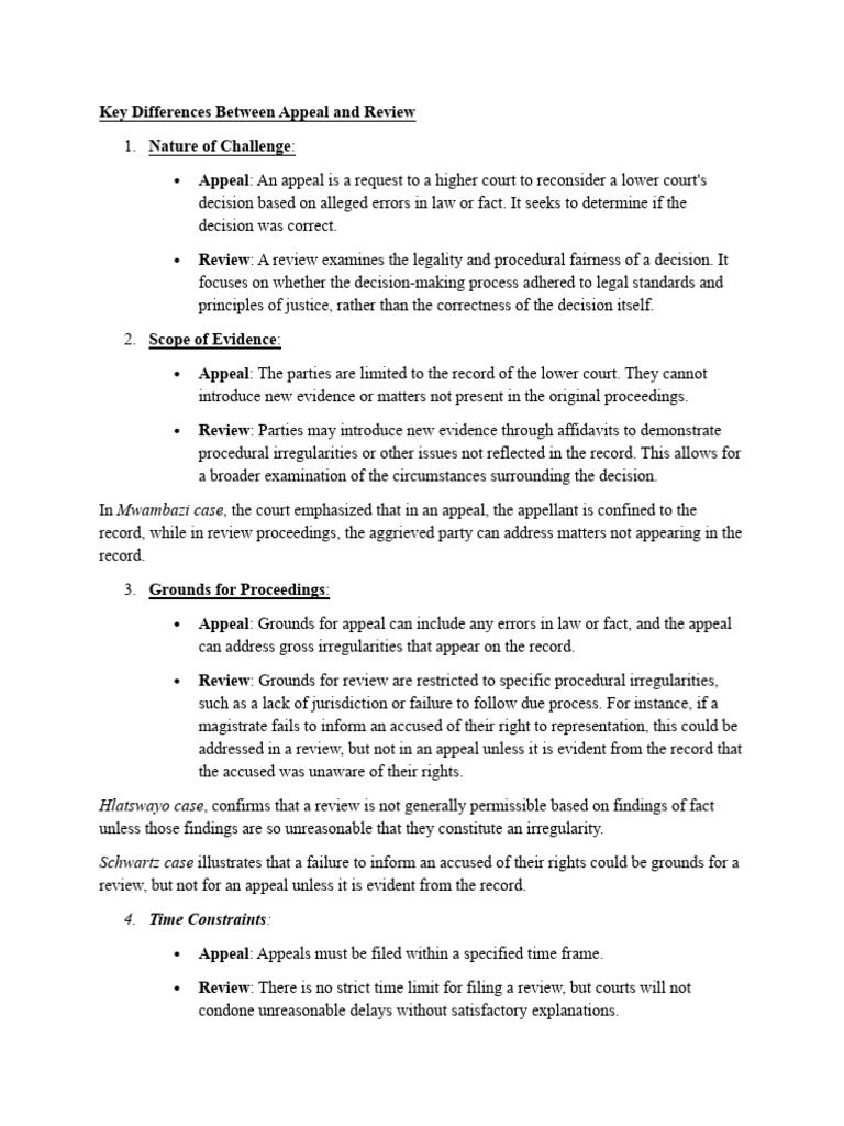 Key Differences Between Appeal and Review | PDF | Appeal | Jurisdiction