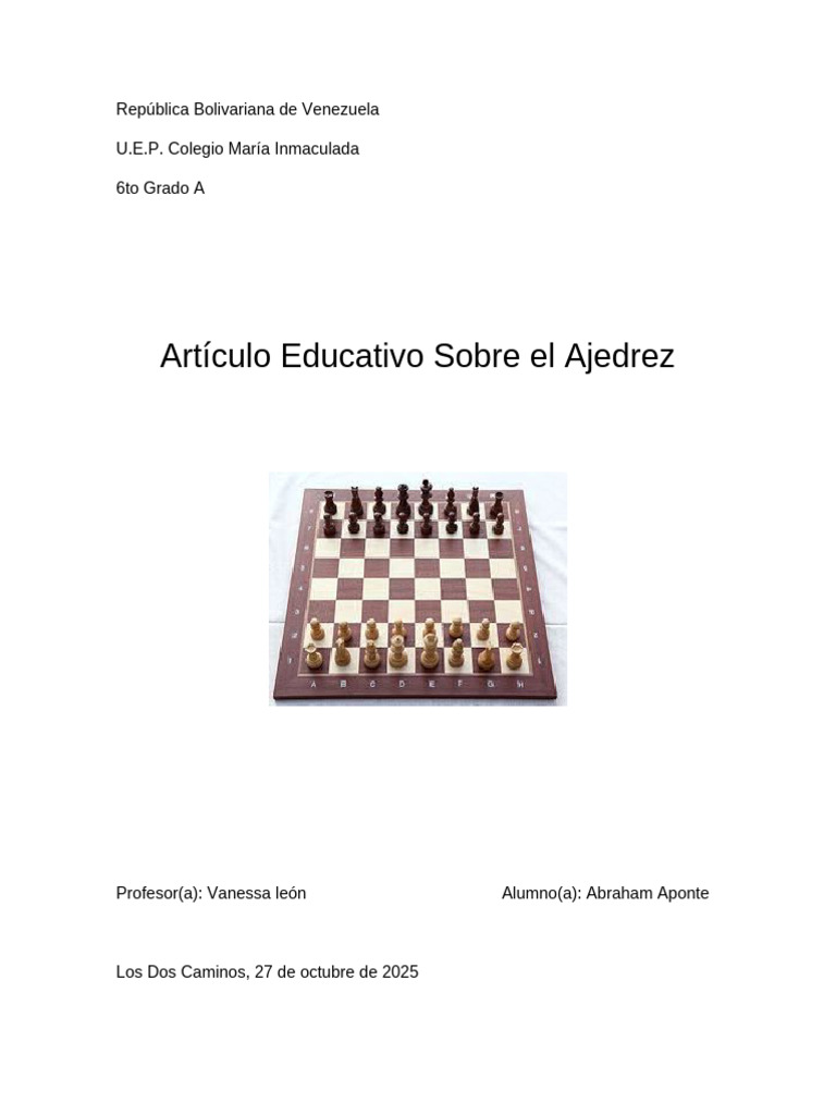 Articulo Educativo Del Ajedrez | PDF | Pensamiento | Ajedrez