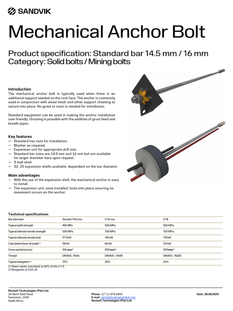 Mechanical Anchor Bolt Specification Sheet1 | PDF | Screw | Building ...