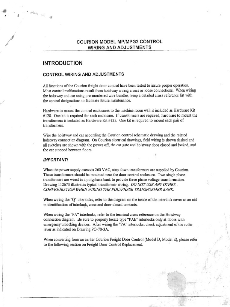 Courion - Model MP Control - Schematic Installation Adjustment | PDF ...