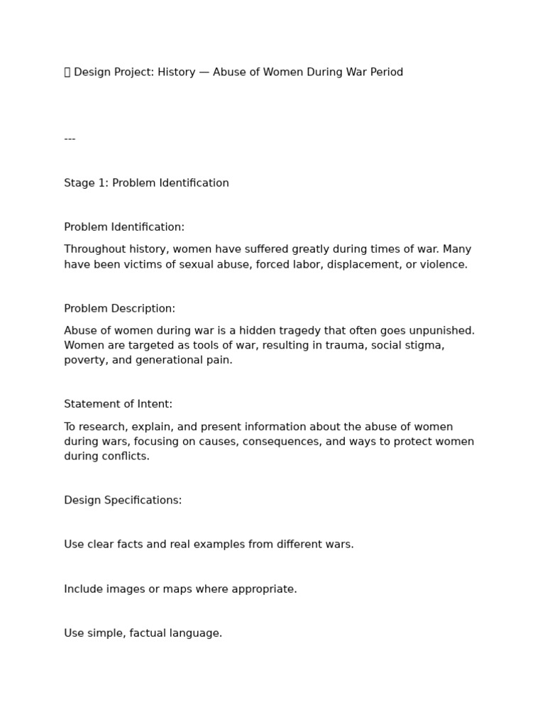 History Project 2 | PDF | Violence Against Women | Child Abuse