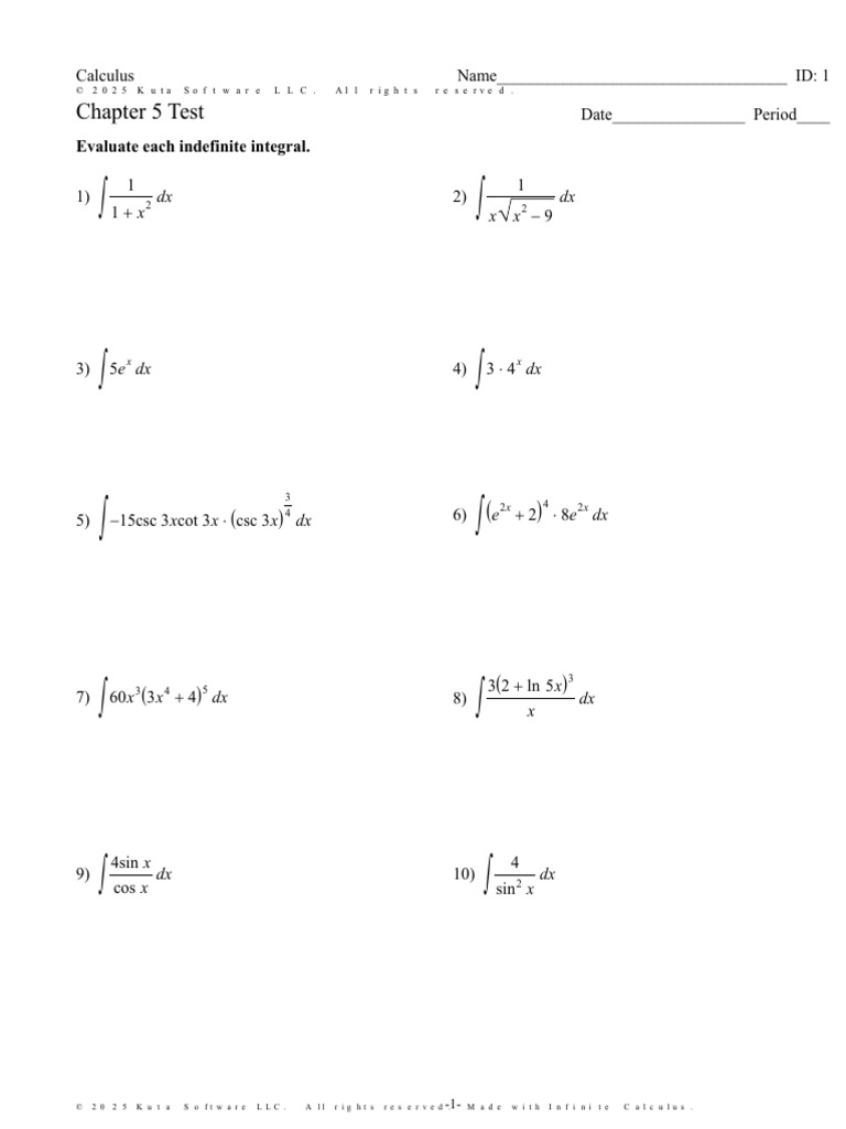 Calculus - Integration Test | PDF | Calculus | Mathematical Analysis