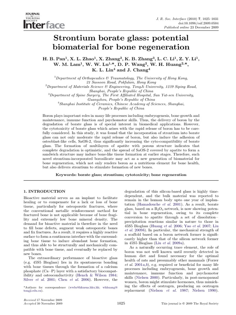 Strontium Borate Glass Potential Biomaterial For Bone Regeneration ...