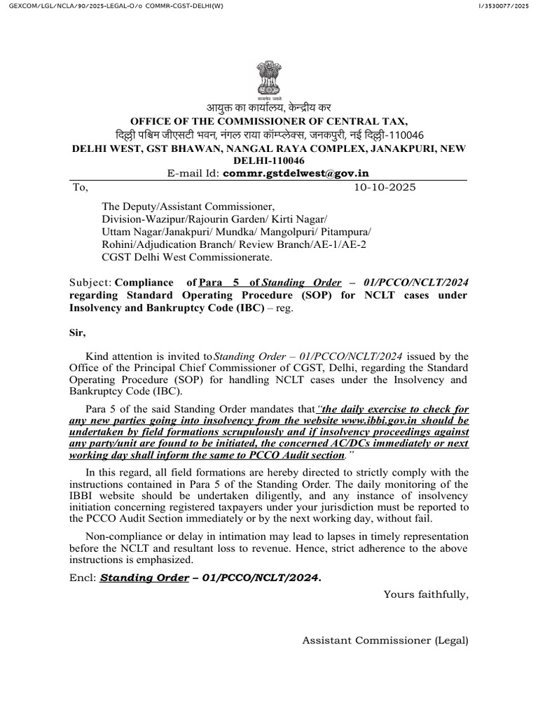 PCCO Instructions On IBC Monthly Report | PDF | Bankruptcy | Insolvency