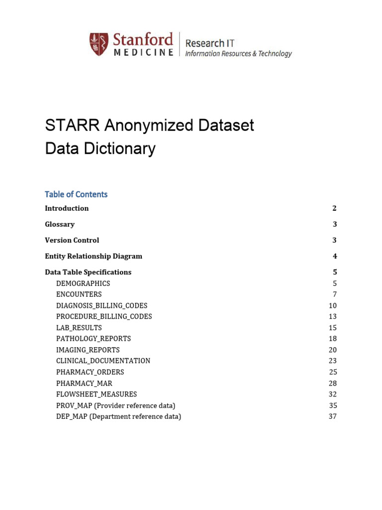 STARR Data Dictionary | PDF | Clinical Medicine | Human Diseases And ...
