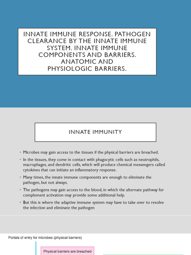 4.Innate immune response. Pathogen clearance by the innate immune | PDF ...