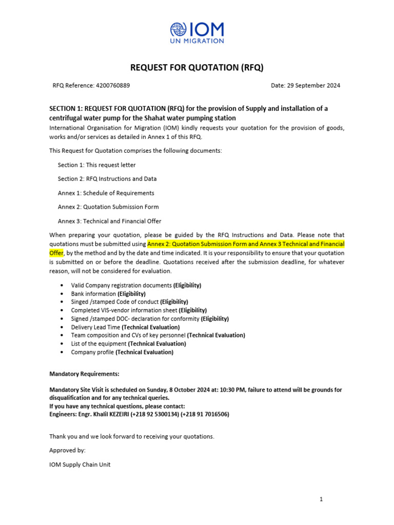 rfq-4200760889 | PDF | International Labour Organization | Labour Law