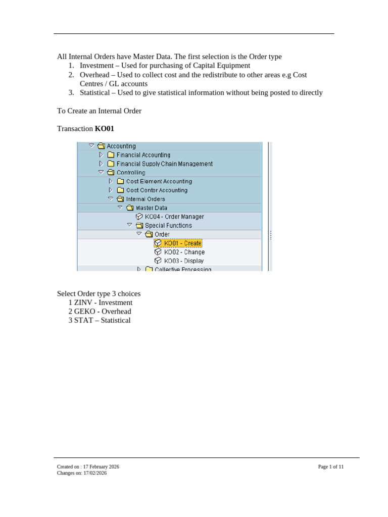 Internal Orders - Overhead | PDF | Business | Economies