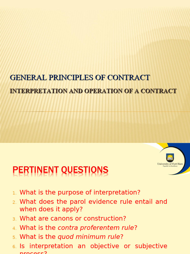 Interpretation of Contracts | PDF | Parol Evidence Rule | Statutory ...