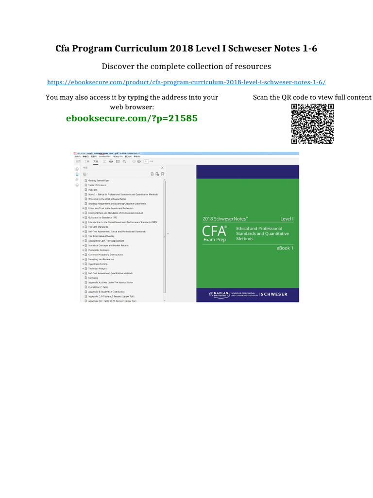 CFA Program Curriculum 2018 Level I Schweser Notes 1-6 sample | PDF ...