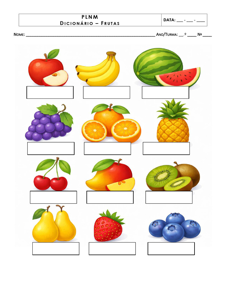 PLNM - Dicionário - As Frutas | PDF