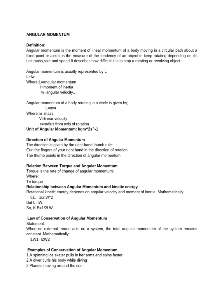 PHY 101 Assignment Angular Momentum Research Note | PDF