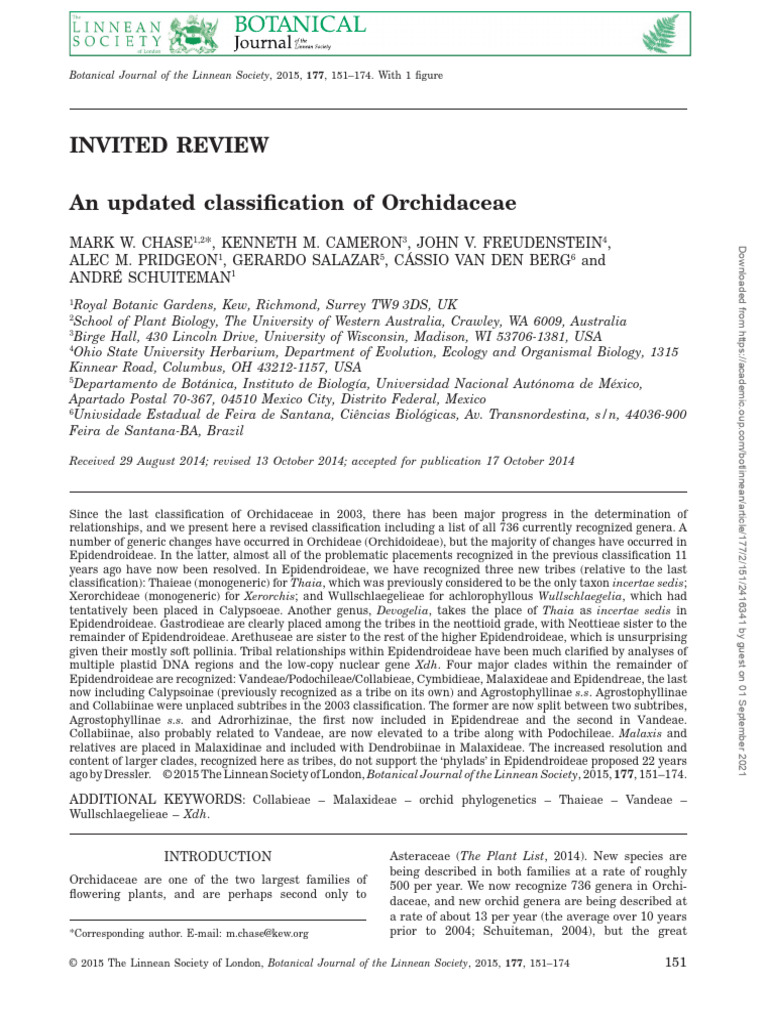 An Updated Classification of Orchidaceae | PDF | Taxonomy (Biology ...