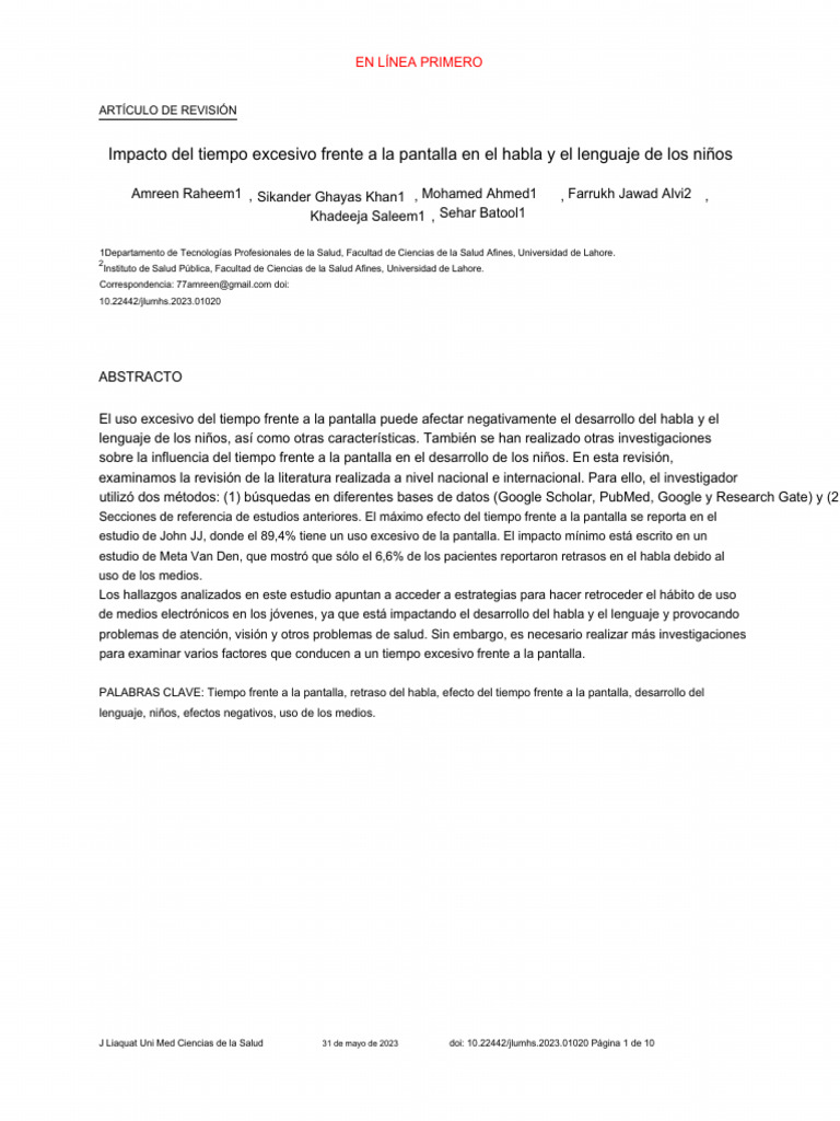 Impact of Excessive Screen Time on Speech & Language in Children | PDF ...
