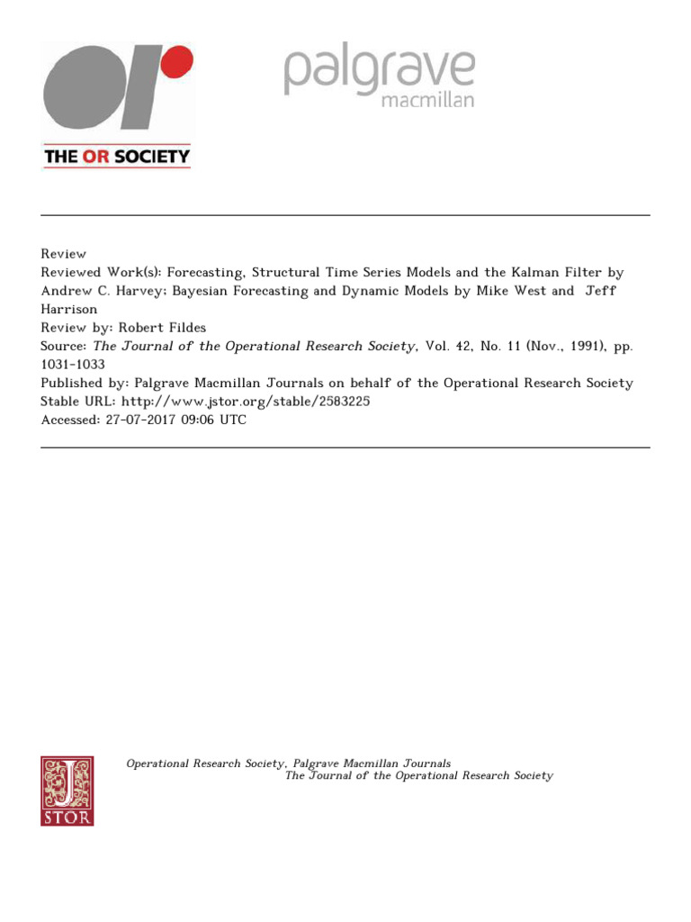 Book Review Jor S 1991 | PDF | Time Series | Bayesian Inference