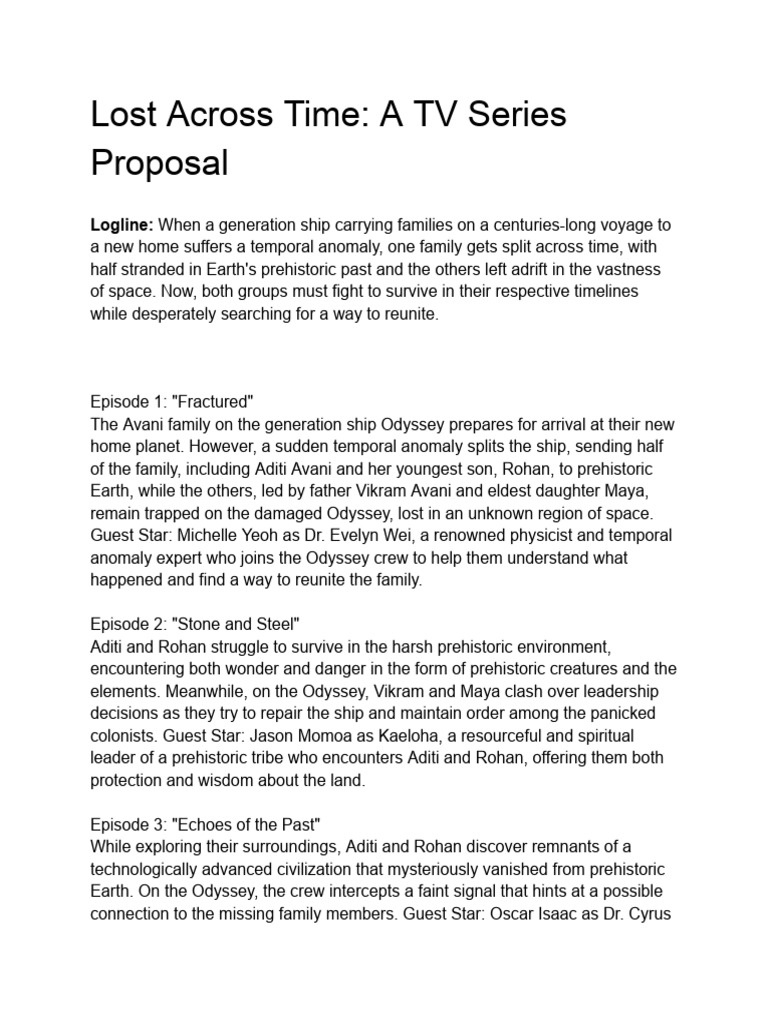 Lost Across Time_ a TV Series Proposal (1) | PDF | Clothing | Hair