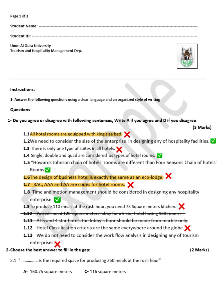 Example for Mid Term Design and Layout Exam 2017 | PDF | Restaurants ...