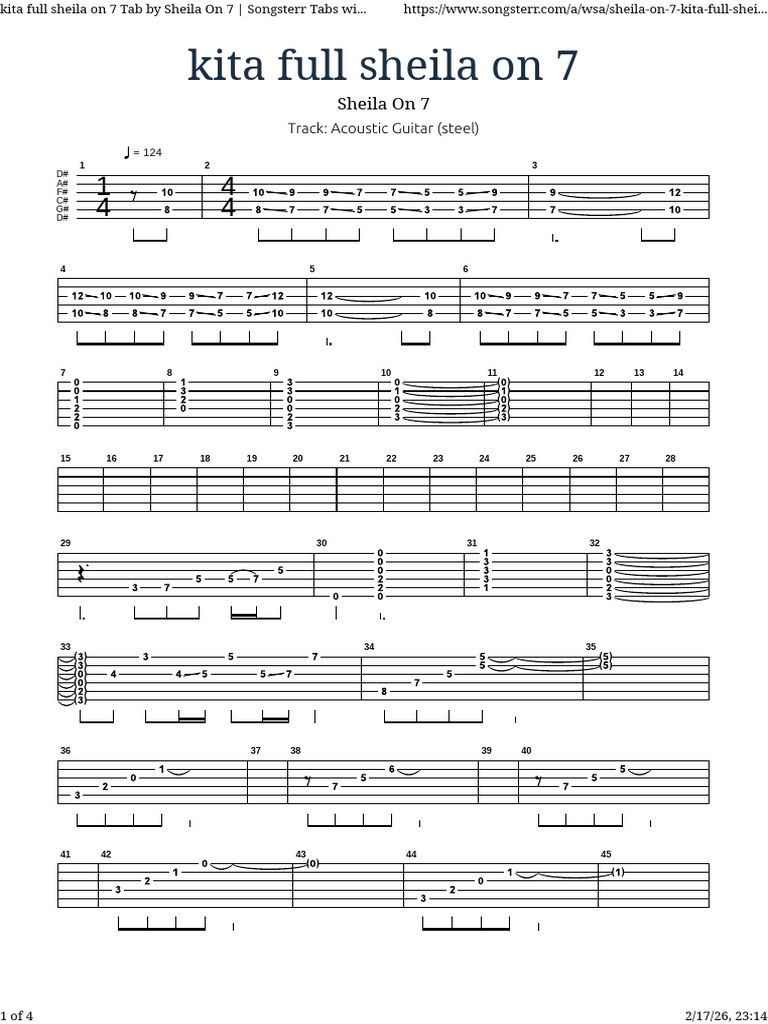 Kita Full Sheila On 7 Tab by Sheila On 7 - Songsterr Tabs With Rhythm ...