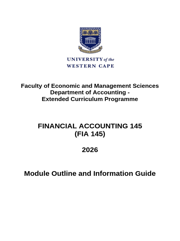 FIA145 2026 Module Outline | PDF | Lecture | Learning