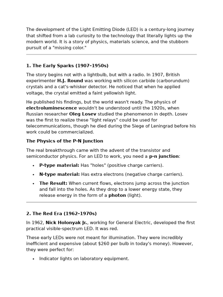 The Development of The Light Emitting Diode | PDF | Light Emitting ...