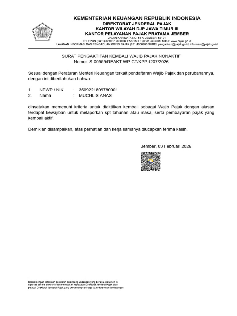 Status Update Notification Letter Reactivation A 05 Doc003b | PDF