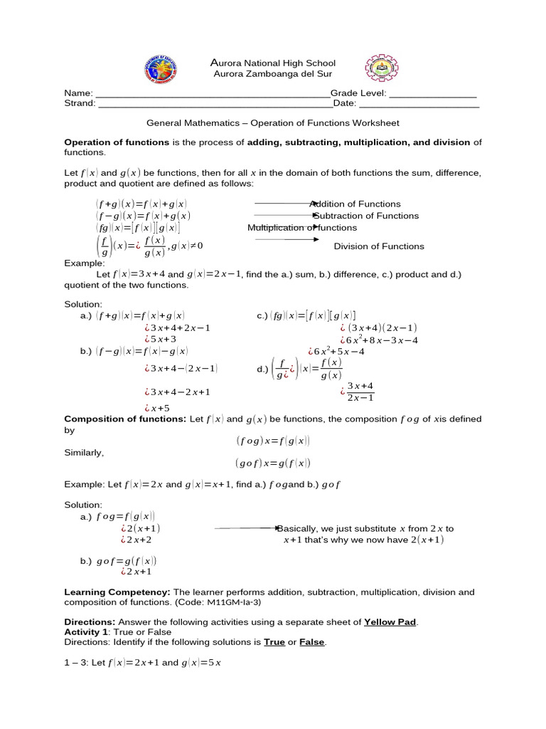 Gen Math Worksheet 3 (STEM) | PDF