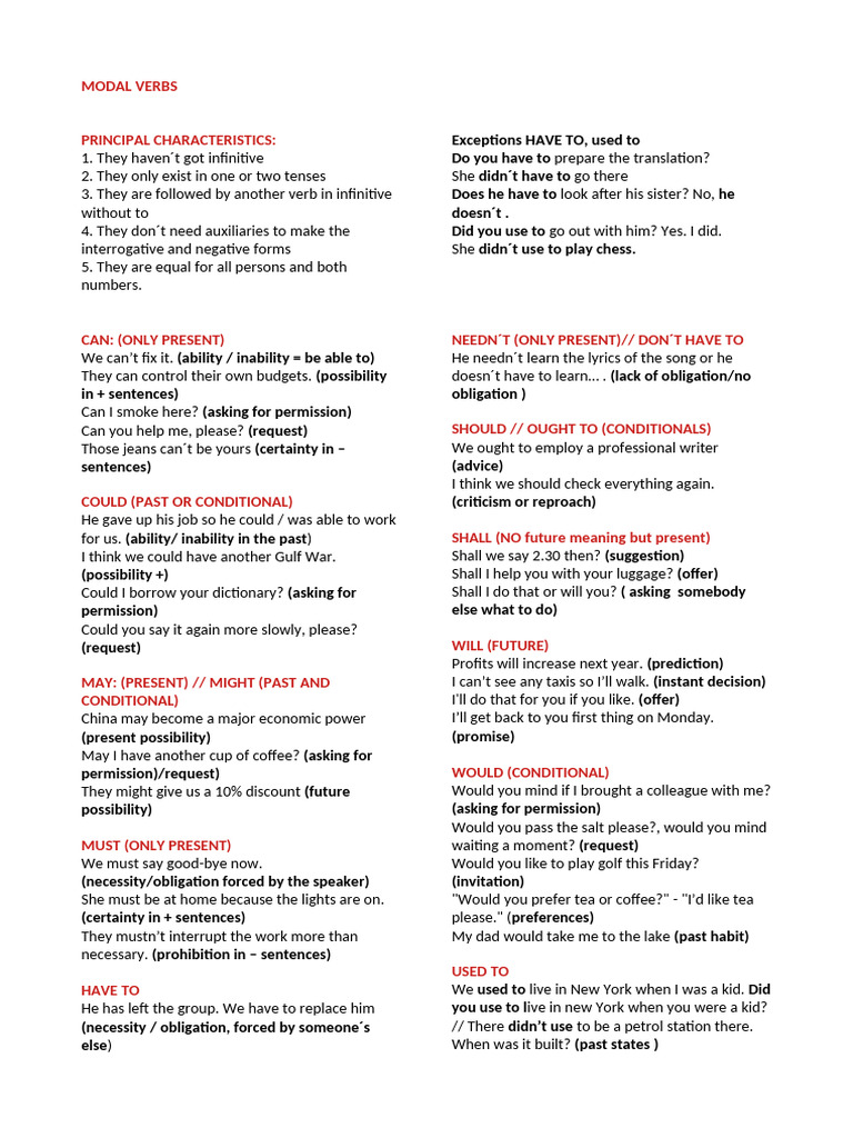 Modals For Students | PDF | Linguistic Morphology | Syntax