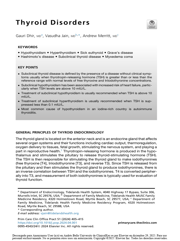 Thyroid Disorders Prim. Care. Clin. 2024 | PDF | Hyperthyroidism ...