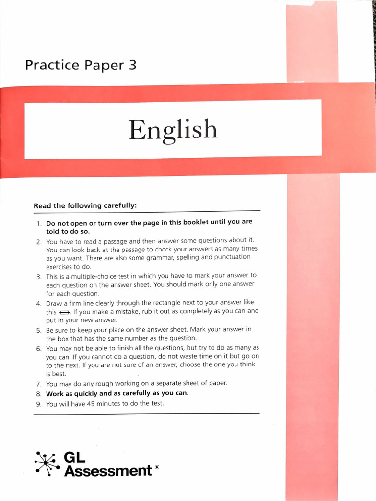 Practice Paper 3 English | PDF
