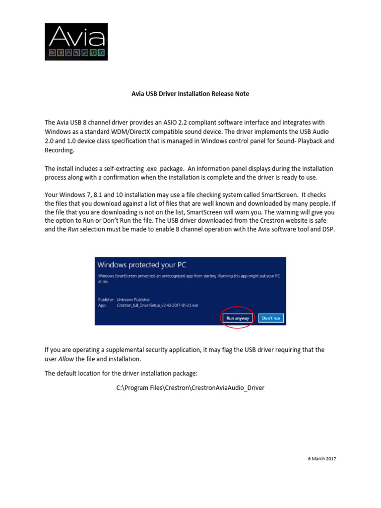 Avia USB Driver Release Note | PDF